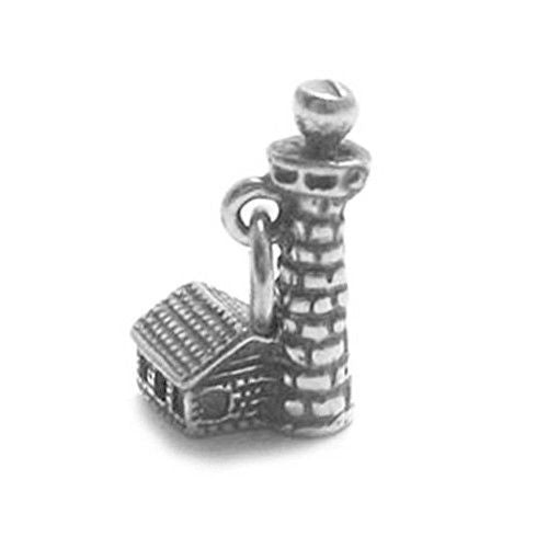 Lighthouse and Keeper's House Charm in Sterling Silver