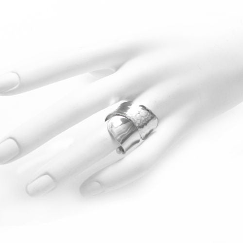 Large Sterling Silver Ladies' Hammered & Polished Wrap Band Ring