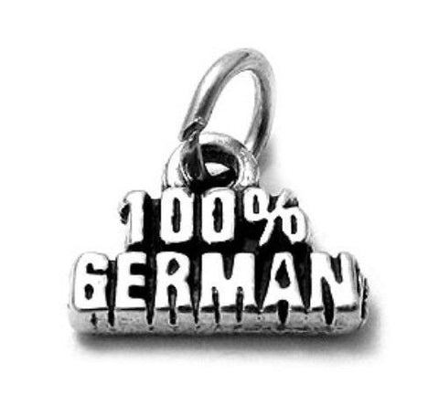 "100% German" Charm in Sterling Silver
