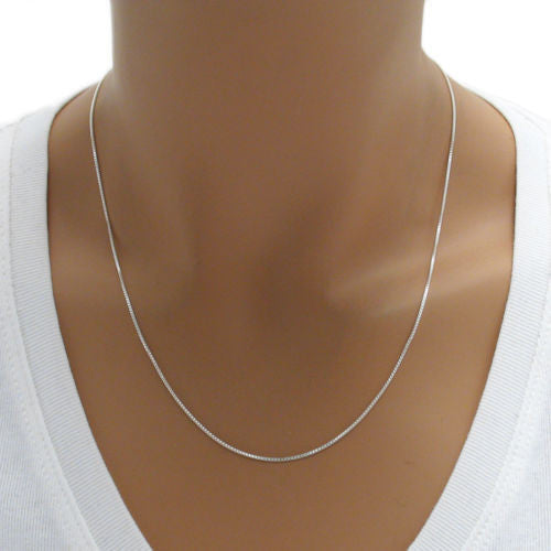 Sterling Silver Box Chain Necklace 1.25mm (Gauge 019). Available in 6 Lengths.