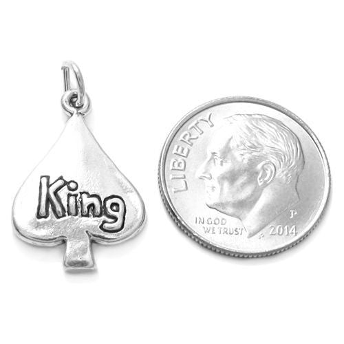 "King" of Spades Charm. Sterling Silver