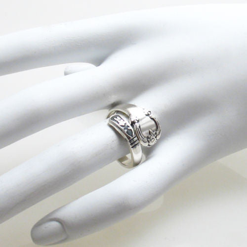 Floral Design Spoon Ring in Sterling Silver