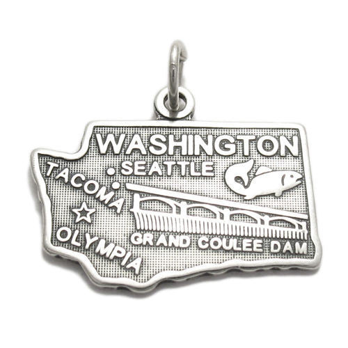 Washington State Charm in Sterling Silver