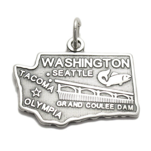 Washington State Charm in Sterling Silver