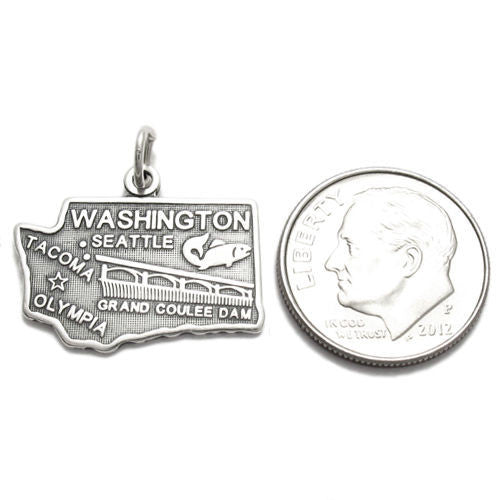 Washington State Charm in Sterling Silver