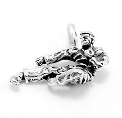 Karate Kick Charm in 3D. Sterling Silver
