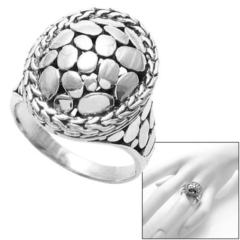 A delightful dome ring in a "Pebbles in Stream" motif. Wholesale Sterling Silver Rings. Main photo.