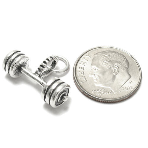Barbell Charm in Sterling Silver