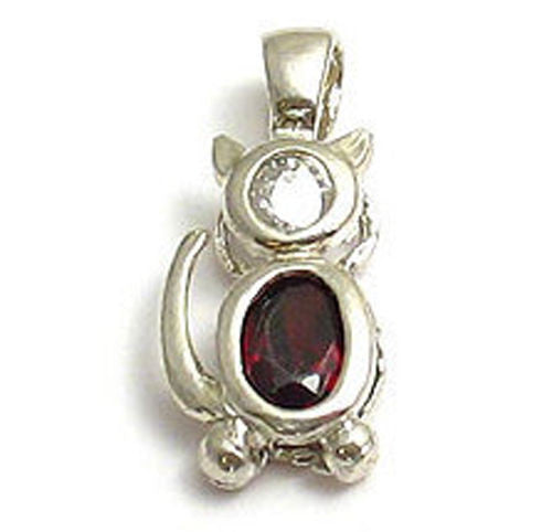Colorful birthstone charms of a cat for charm bracelet or necklace. Wholesale Sterling Silver Charms. January.