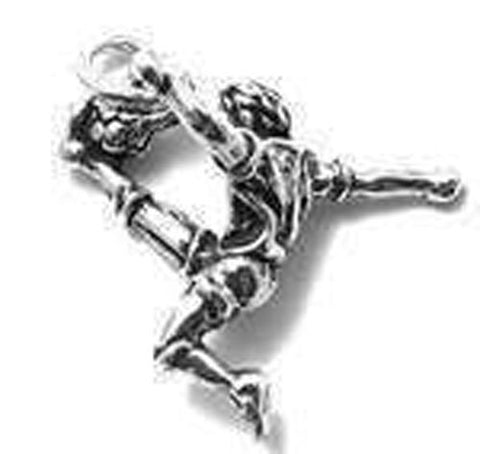 Soccer Player in Action Charm in Sterling Silver
