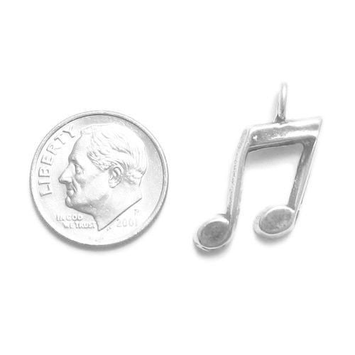 Musical Note Charm. Sterling Silver