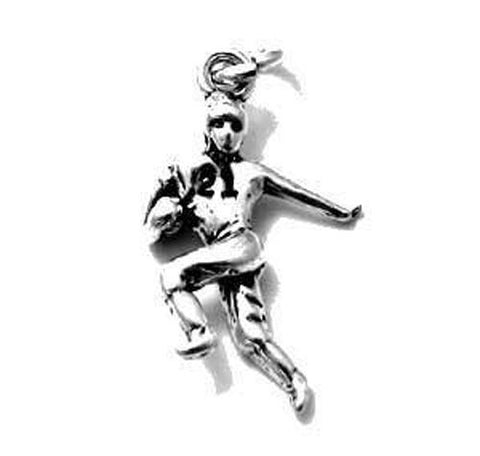 Football Player in Classic Pose. Charm in Sterling Silver