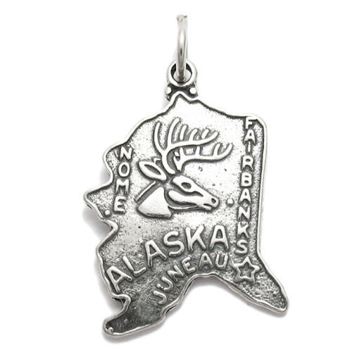 Alaska State Charm in Sterling Silver
