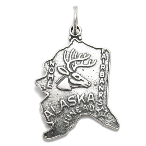 Alaska State Charm in Sterling Silver