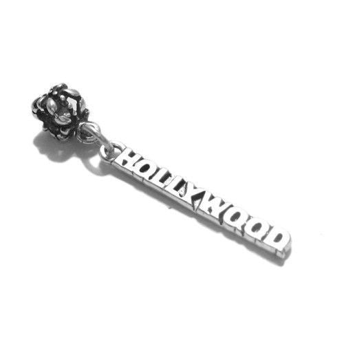 Famous "Hollywood" Sign Charm with Euro Bead. Sterling Silver