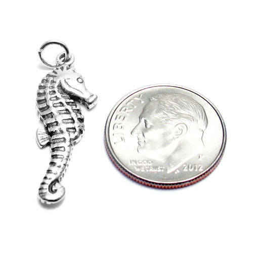 Seahorse Charm with Euro Bead. Sterling Silver