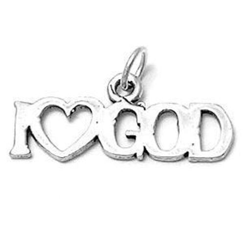 I Love <3 God Charm in Sterling Silver