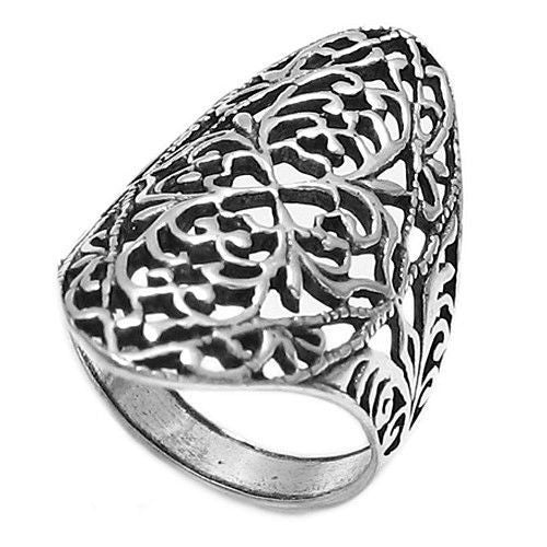 Beautiful filigree ring with very intricate scroll styling. Wholesale Sterling Silver Rings. Main photo.