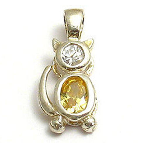 Colorful birthstone charms of a cat for charm bracelet or necklace. Wholesale Sterling Silver Charms. November.
