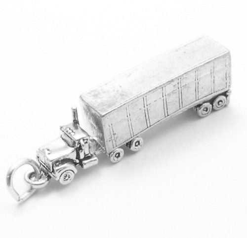 Tractor Trailer Charm in Sterling Silver