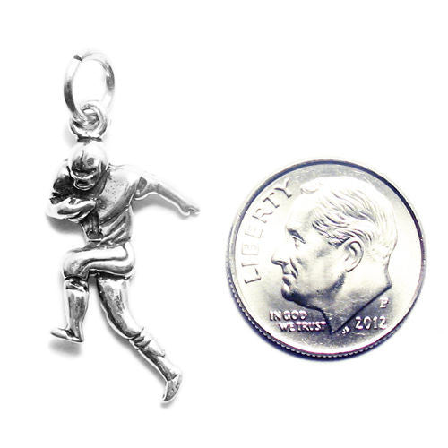 Football Player Charm in Sterling Silver