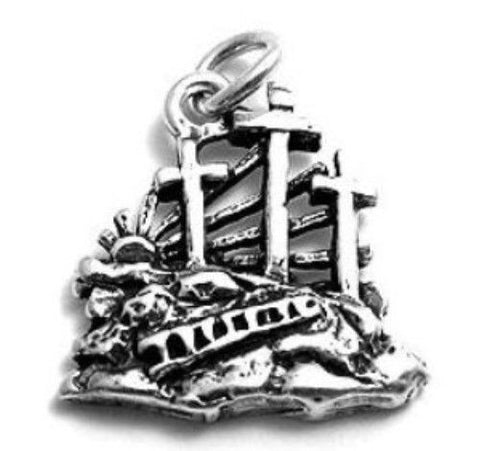 Crosses on Calvary Charm in Sterling Silver