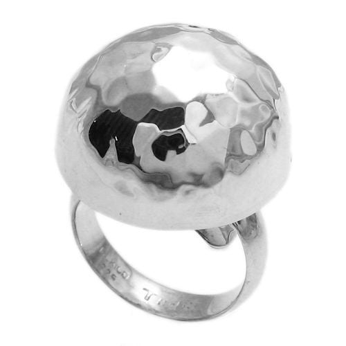 Classic button ring with a subtle hammered finish. Wholesale Sterling Silver Rings. Alternate photo.