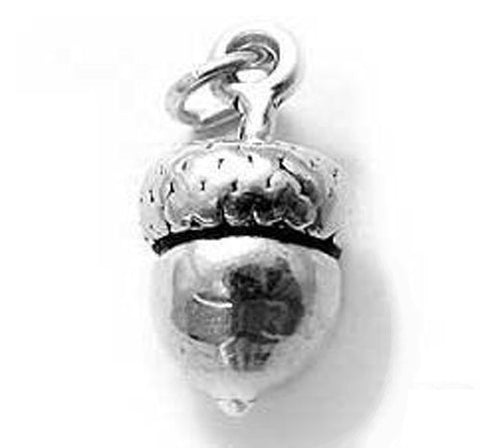Acorn Charm in 3D. Sterling Silver