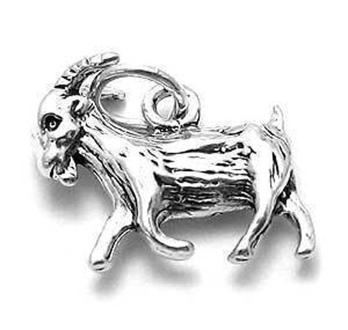Goat Charm in 3D. Sterling Silver.