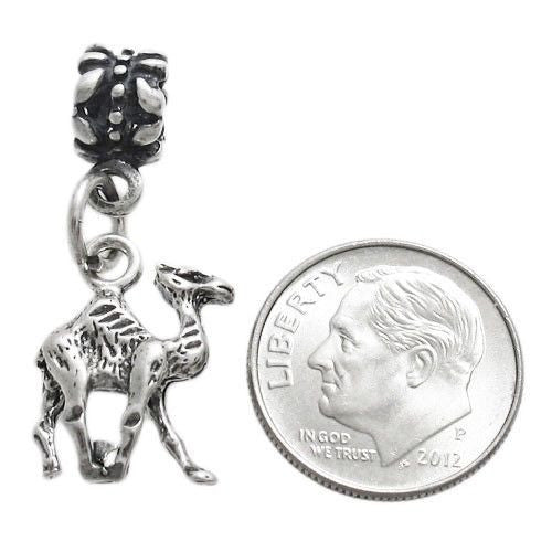 Camel Euro Bead Charm in 3D Sterling Silver.