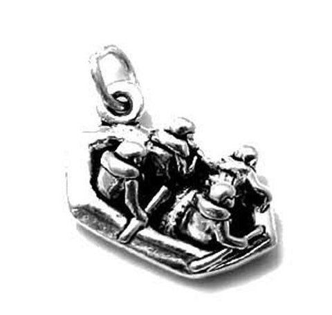 White Water River Rafting Charm in Sterling Silver
