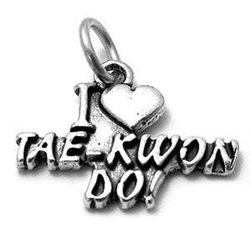 "I Love ❤ Taekwondo" Charm in Sterling Silver