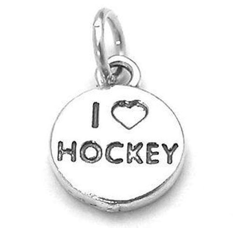 "I Love ❤ Hockey" Charm in Sterling Silver