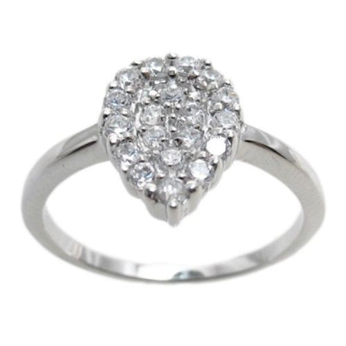Dazzling 0.53 Carat CZ Teardrop Cluster Ring. Wholesale sterling silver ring.