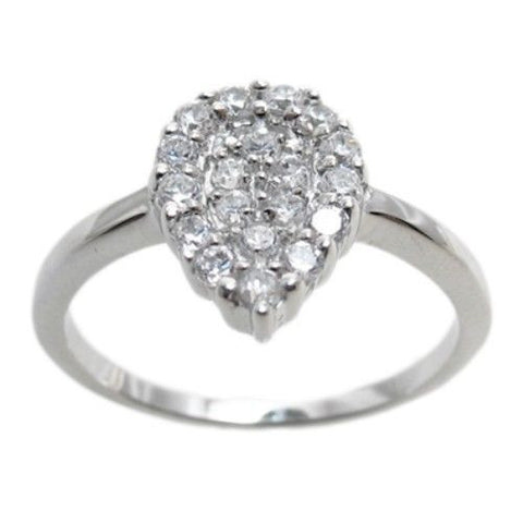 Dazzling 0.53 Carat CZ Teardrop Cluster Ring. Wholesale sterling silver ring.