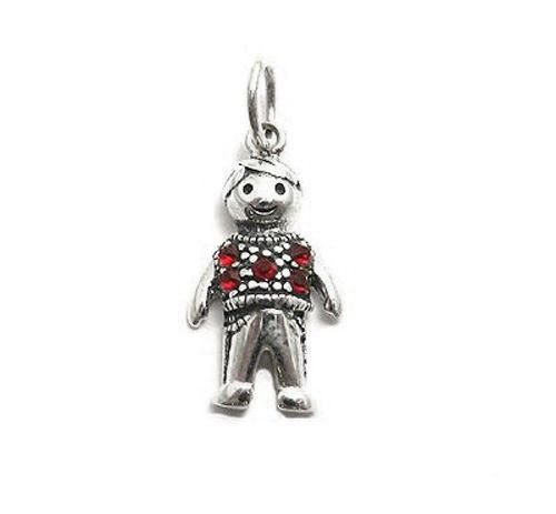 Colorful birthstone charms of a little boy in a sweater. Wholesale Sterling Silver Charms. January.