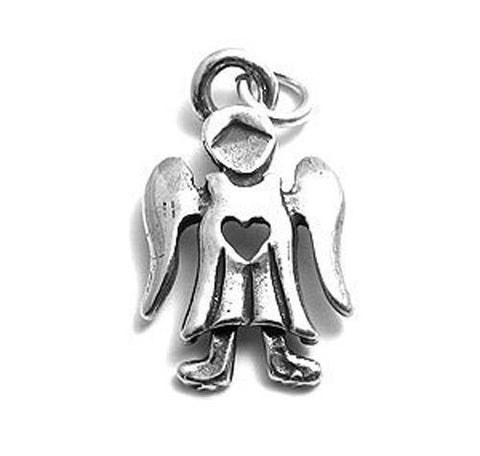 Angel with Open Heart Charm in Sterling Silver