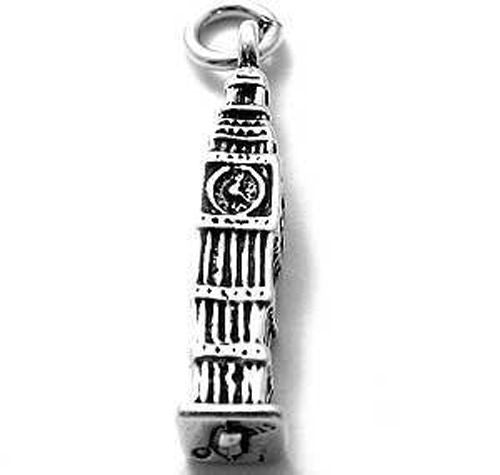 London's Big Ben Charm in 3D. Sterling Silver