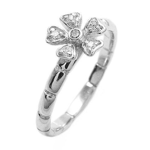 Wild Rose Flower Child's Ring with CZ Petals. Wholesale sterling silver rings. Main photo.