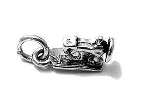 Sewing Machine Charm in 3D. Sterling Silver
