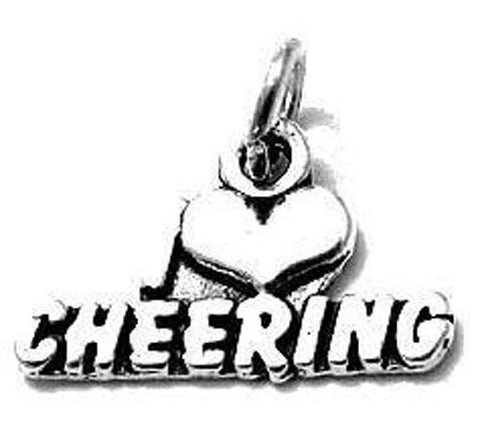 "I Love ❤ Cheering" Charm Sterling Silver
