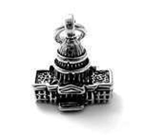 Capitol Building Charm in 3D. Sterling Silver