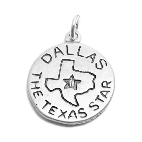"Dallas " TX "The Texas Star" 2-Sided Charm in Sterling Silver