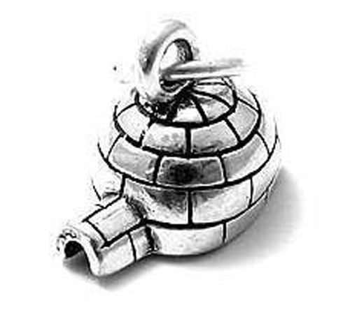 Igloo Charm in 3D. Sterling Silver
