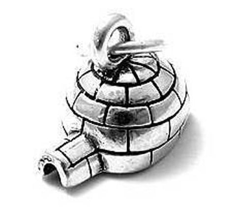 Igloo Charm in 3D. Sterling Silver