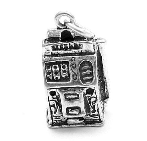Detailed Slot Machine Charm in 3D. Sterling Silver