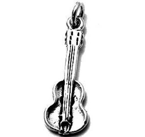 Spanish Mandolin Guitar Charm. Sterling Silver