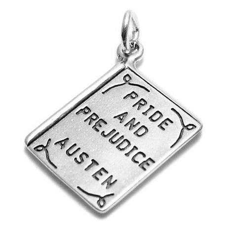 "Pride and Prejudice by Austen" Book Charm. Sterling Silver
