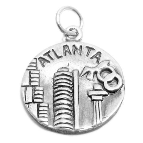 "Atlanta" GA "The Big A" 2-Sided Charm in Sterling Silver
