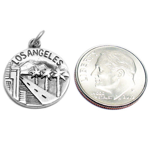 City of "Los Angeles" CA 2-Sided Charm Sterling Silver